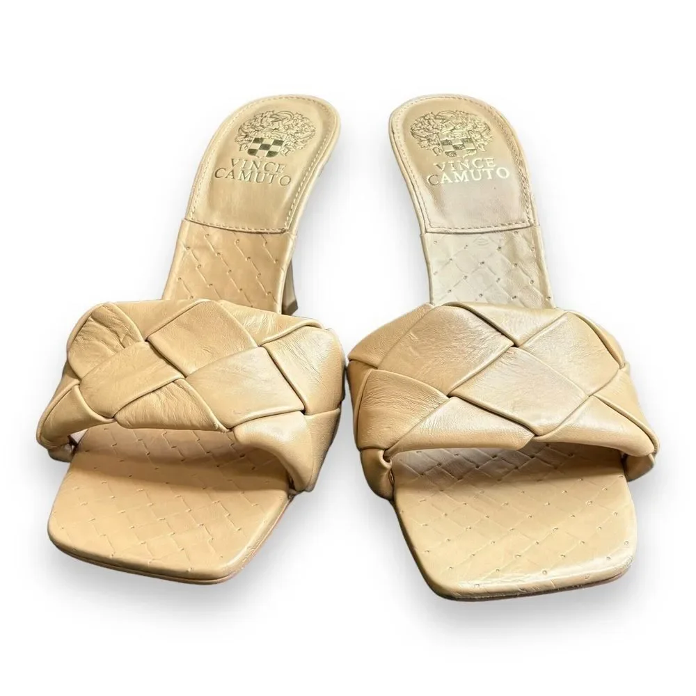 Vince Camuto Brelaine Braided Strap Sandals Heels in Beige Size 8